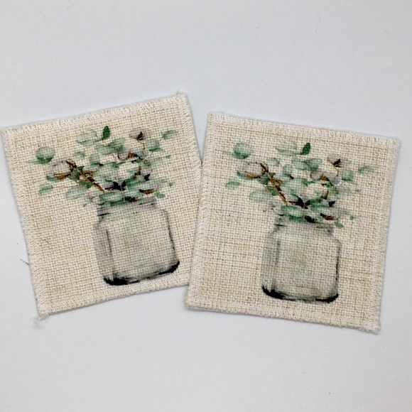 🍽2 Sets/$20🍽 Linen Mason Jar Coasters - Picture 2 of 3